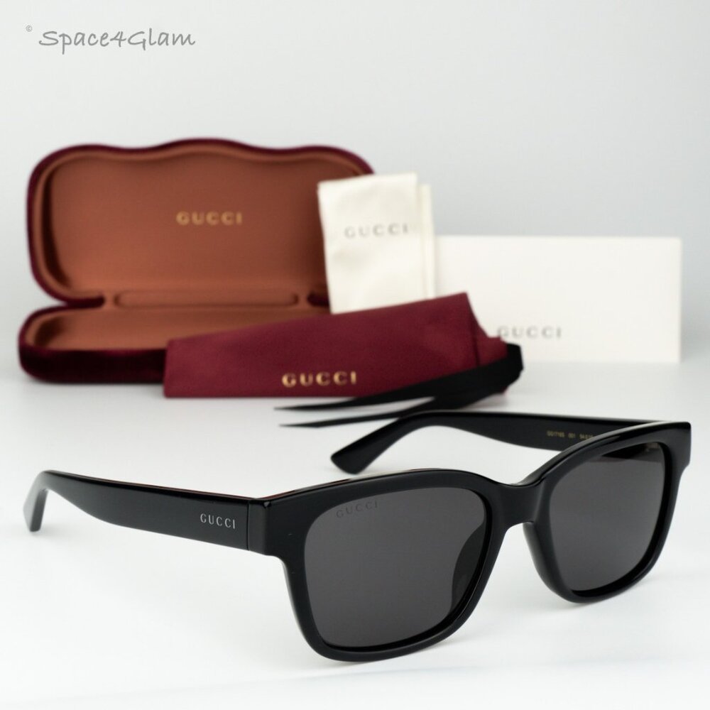 BRAND NEW Gucci GG1716S 001 Black Grey Square Unisex Sunglasses